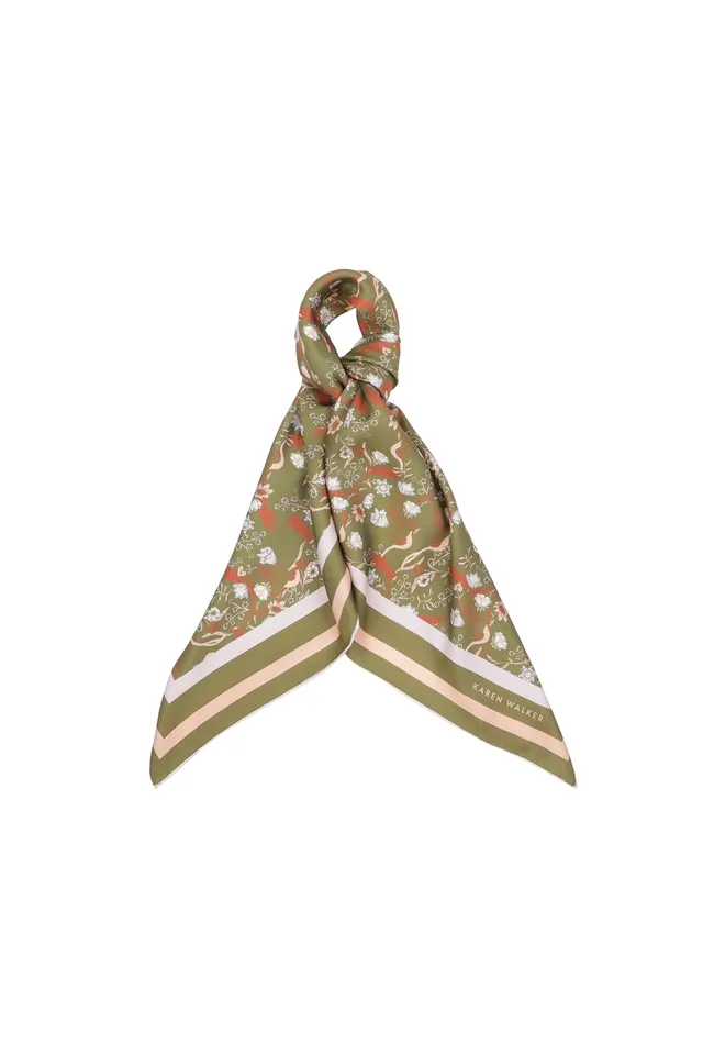 Karen Walker Whimsy Foulard Seta Oliva Multi Floreale