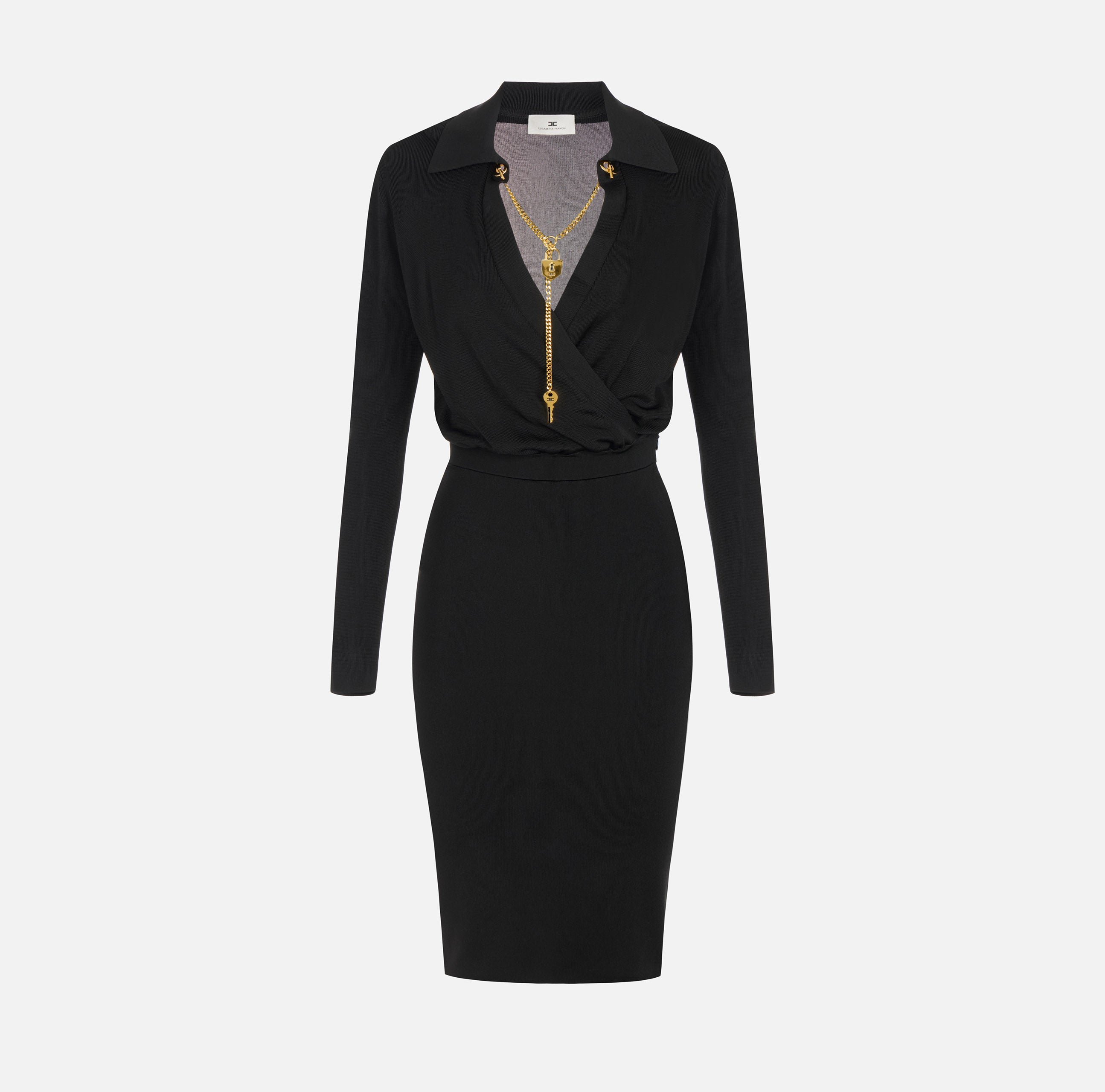 Elisabetta Franchi AM19S66E2 abito midi nero viscosa