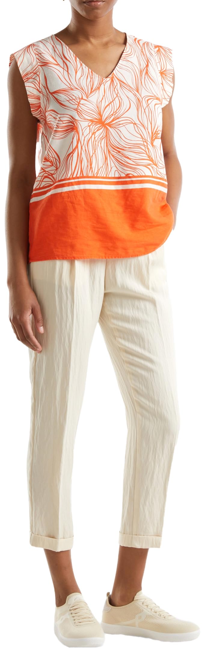 Benetton 47ozdf079 Pantaloni Regular Donna Nero