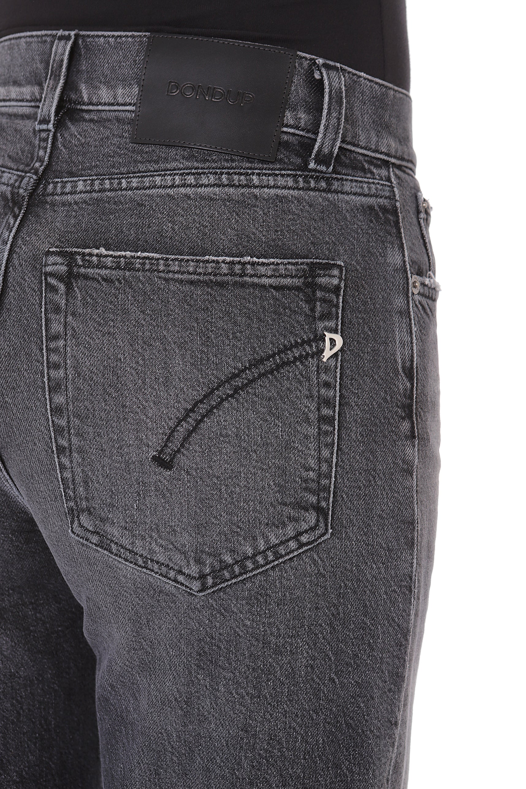 Dondup Amber DP619 Jeans Wide Leg Nero Stretch