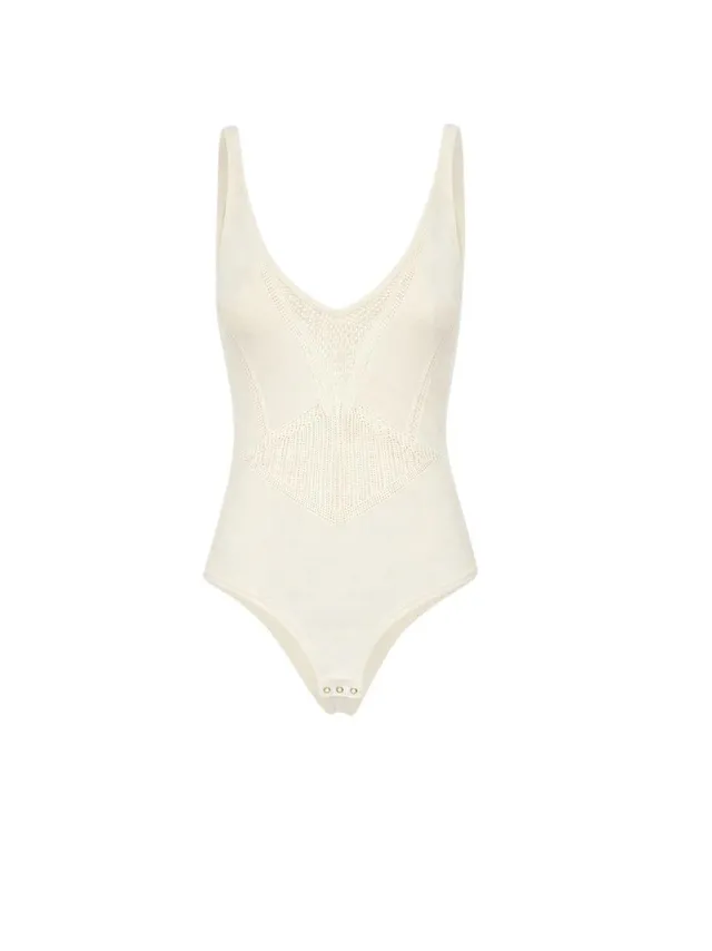 Elisabetta Franchi BK80W61E2 body avorio maglia traforata