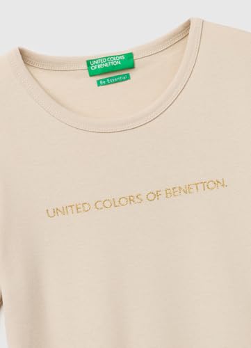 Benetton Maglietta Donna Costina Stampa Glitter Regular