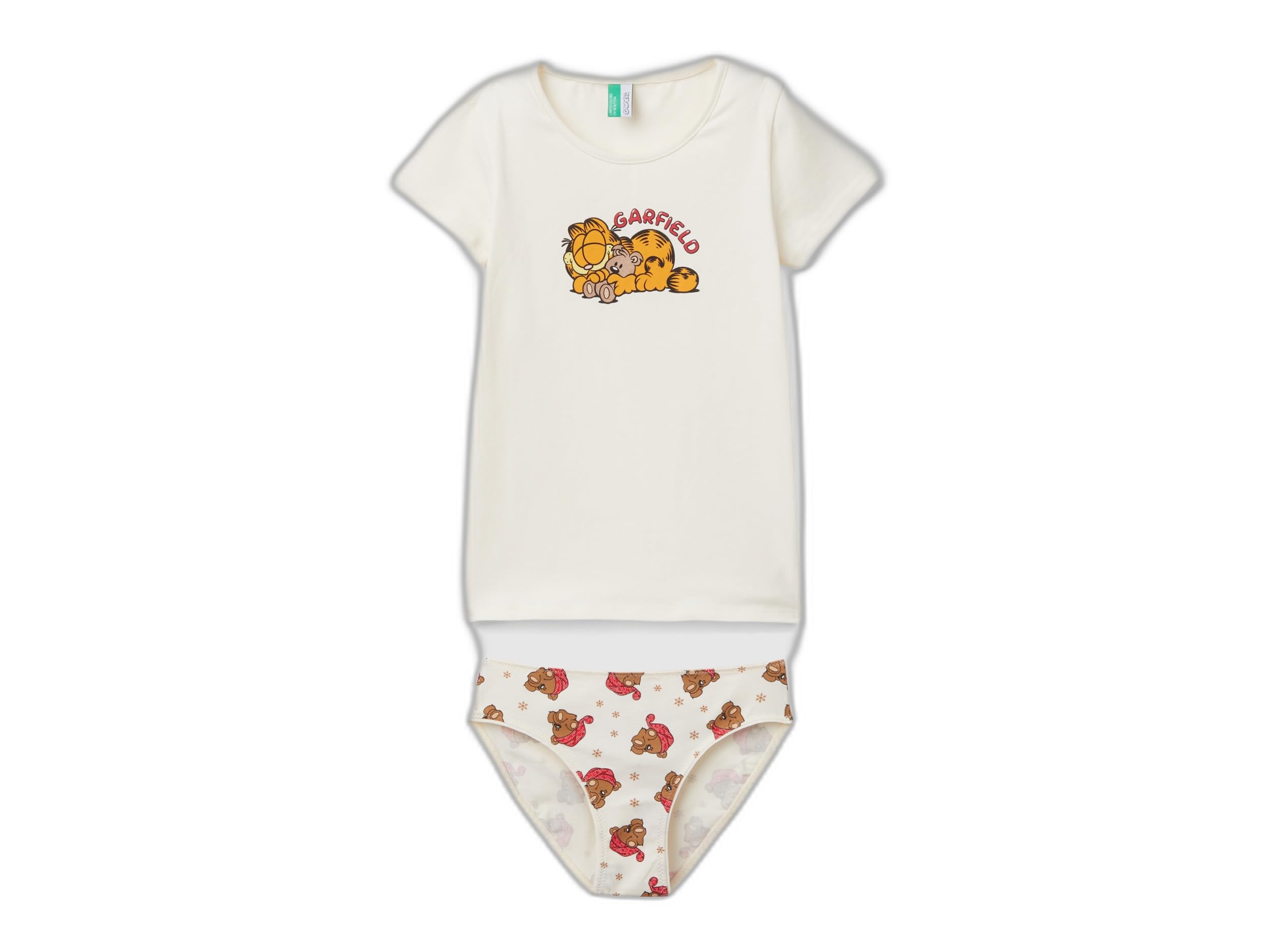 Benetton intimo bambina 2 anni t-shirt + slip Garfield cotone