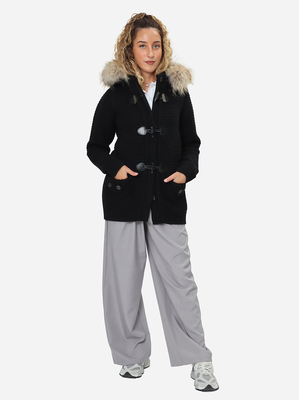 Bark D9001/C Medium Duffle Coat Giubbotto Donna Nero