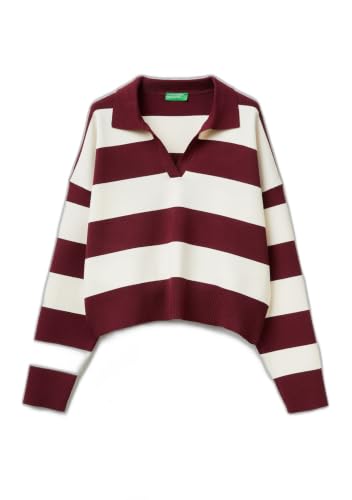 Benetton 1Z8CE301M Maglia Polo Rigata Multicolor M