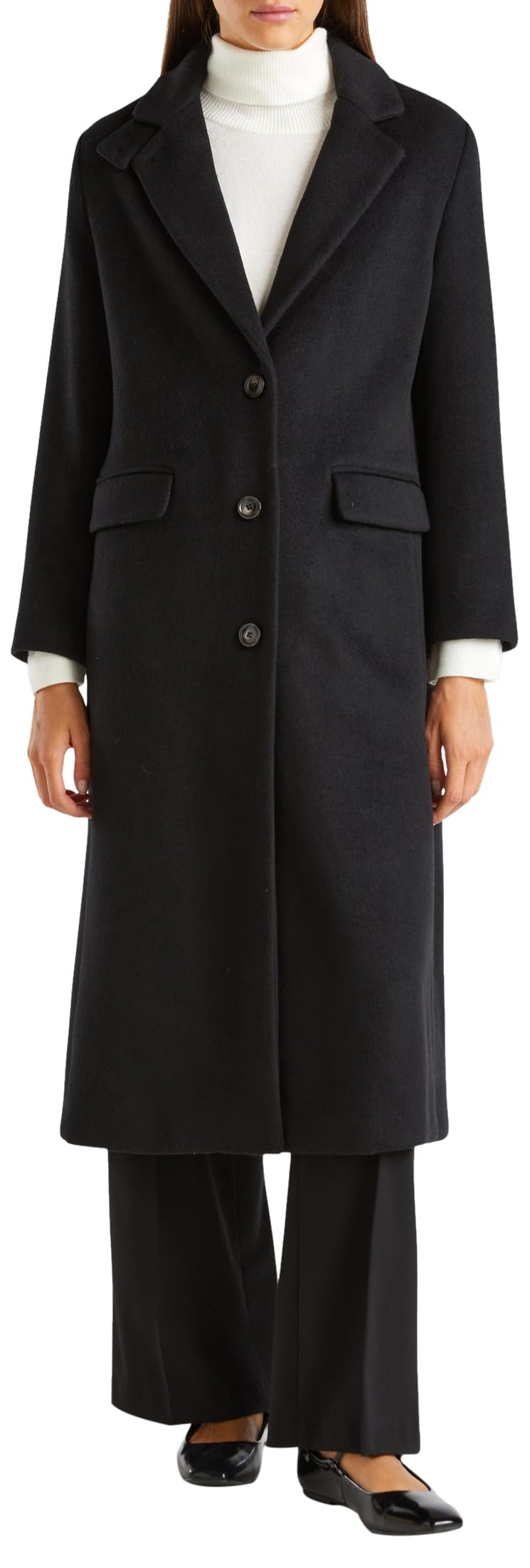 Benetton Cappotto 28hfdn069 Donna Lungo Lana
