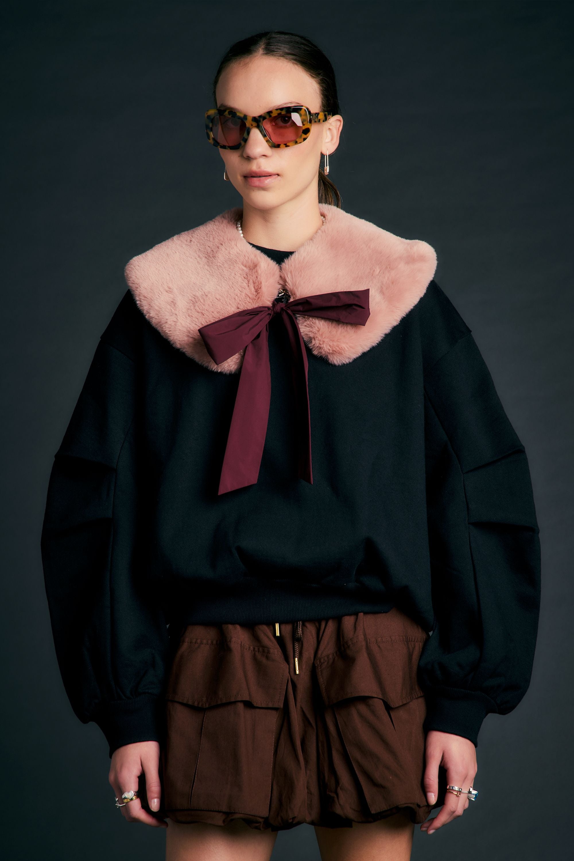 Karen Walker Accessories Runaway Collar collo rosa faux fur