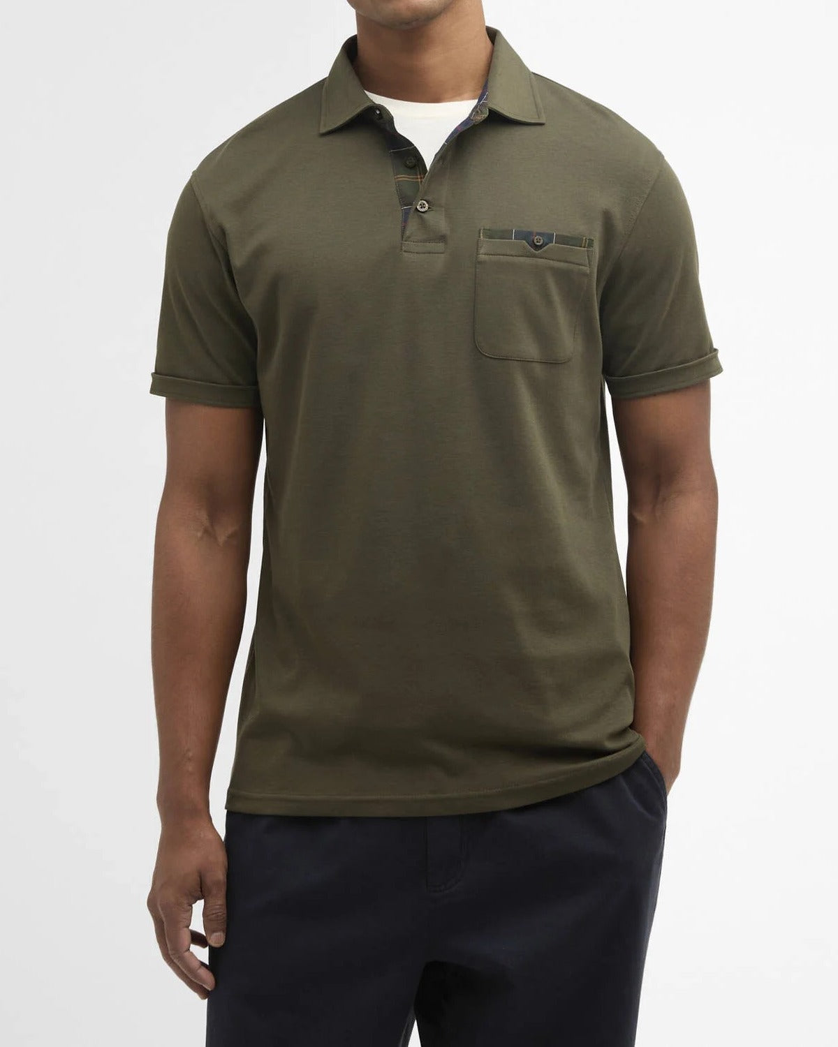 Barbour MML1496 CorPatch polo uomo cotone Dark Olive