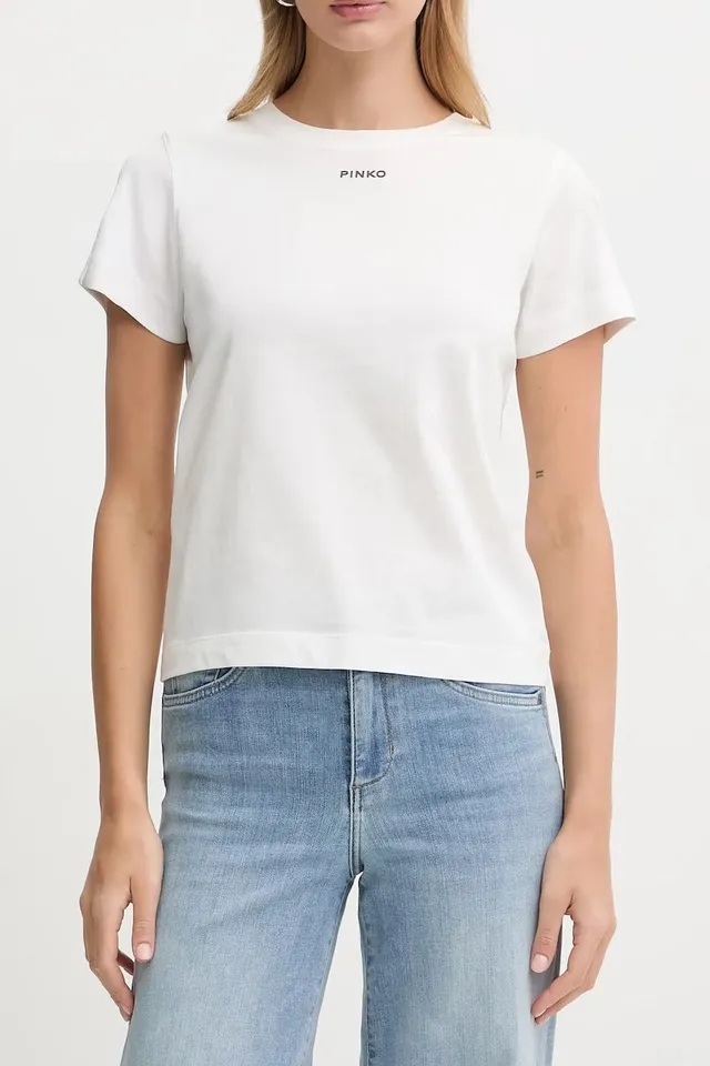 Pinko 100373 A34F t-shirt bianco cotone donna