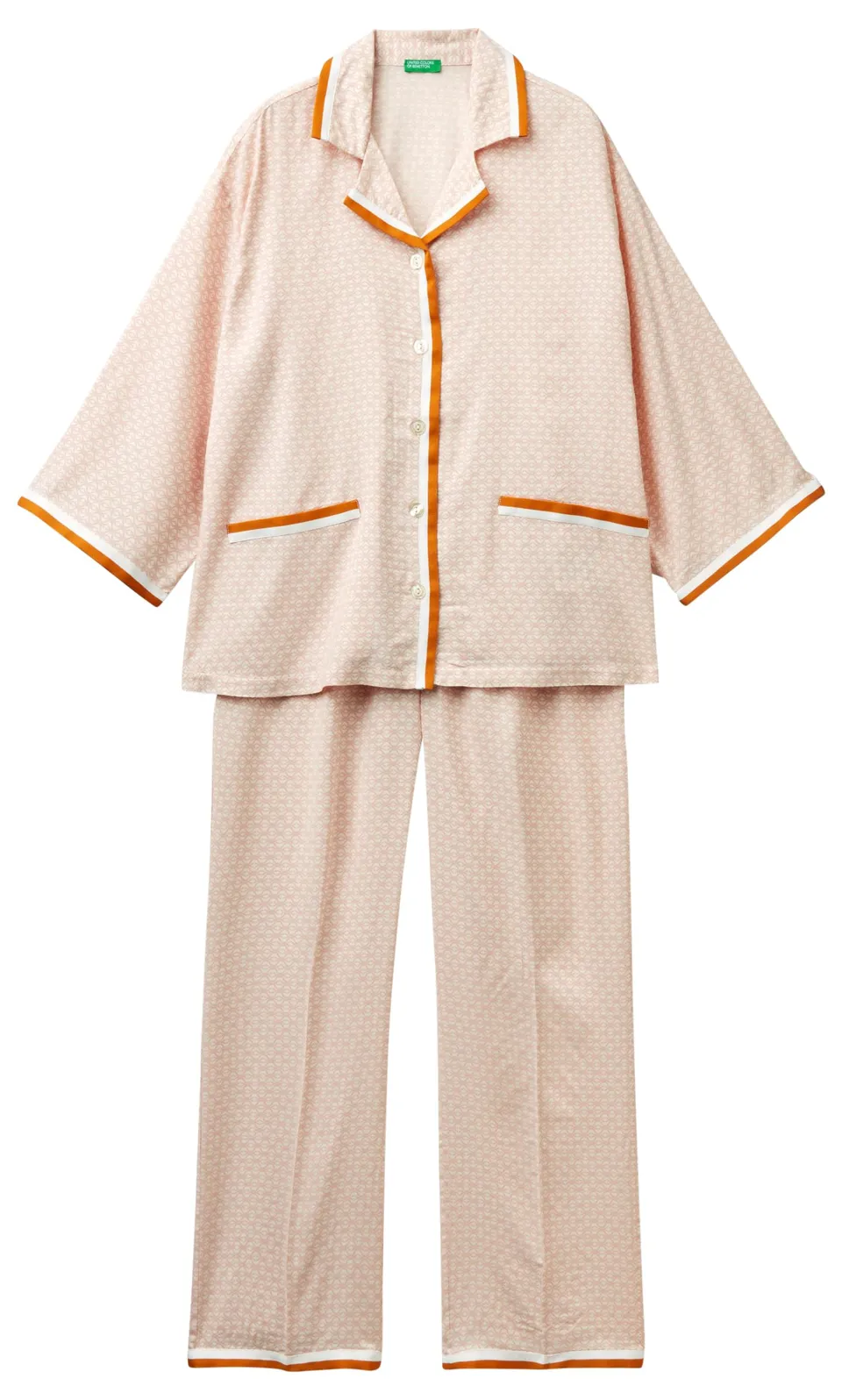 Benetton 41hh3p00e Pigiama Donna Rosa Pastello Viscosa