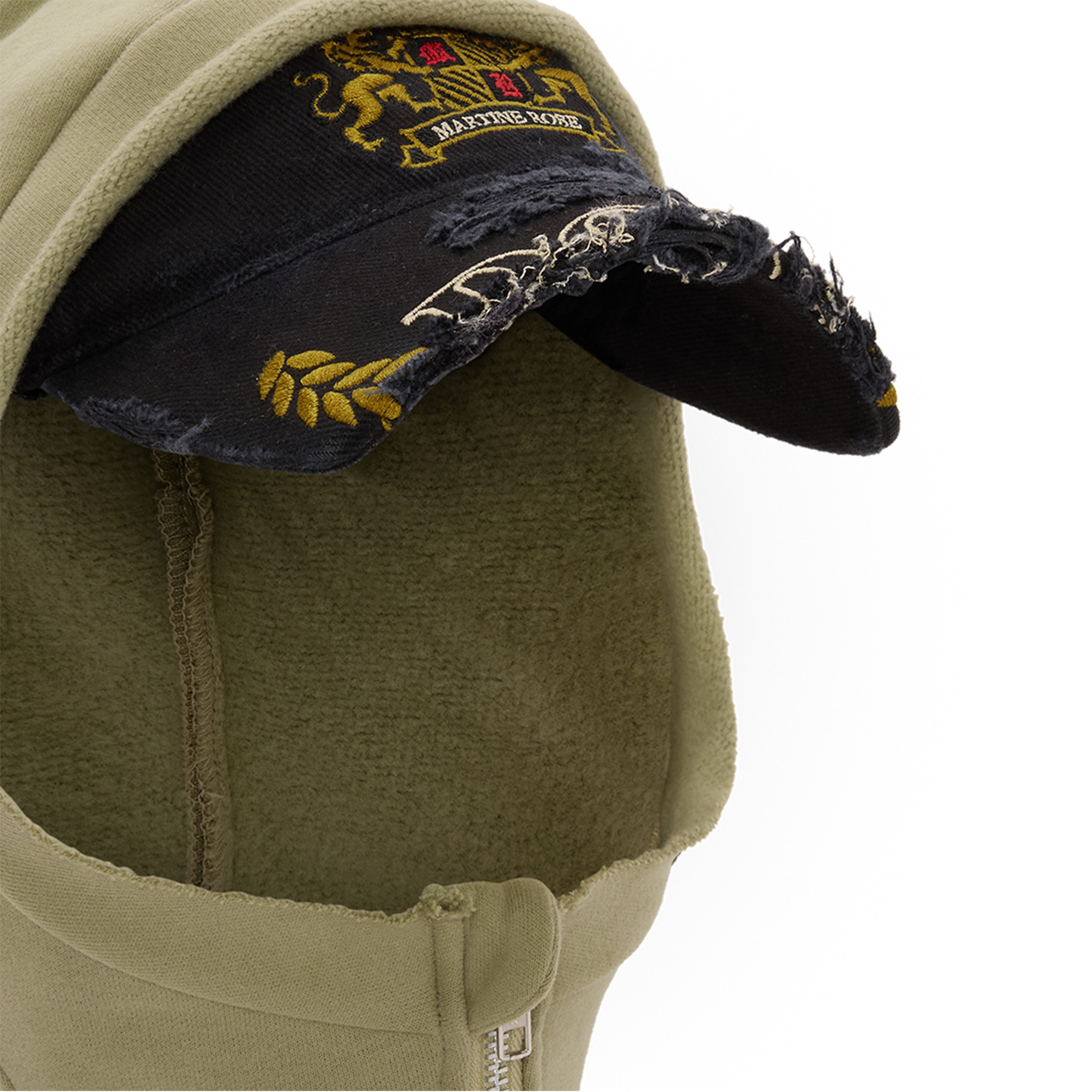 Martine Rose Cut Peak Cappellino Hood Black Washed Sage