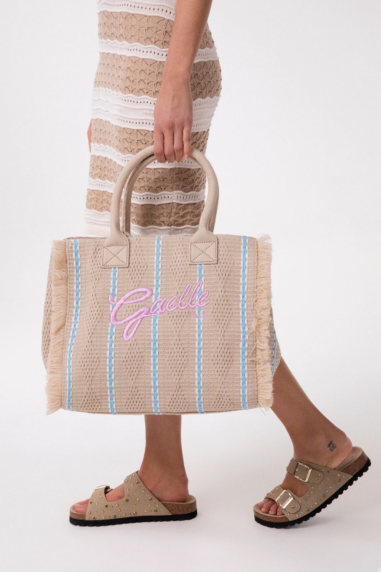 Gaelle Paris GAACW03186 Maxi Shopper Beige Cotone Rosa