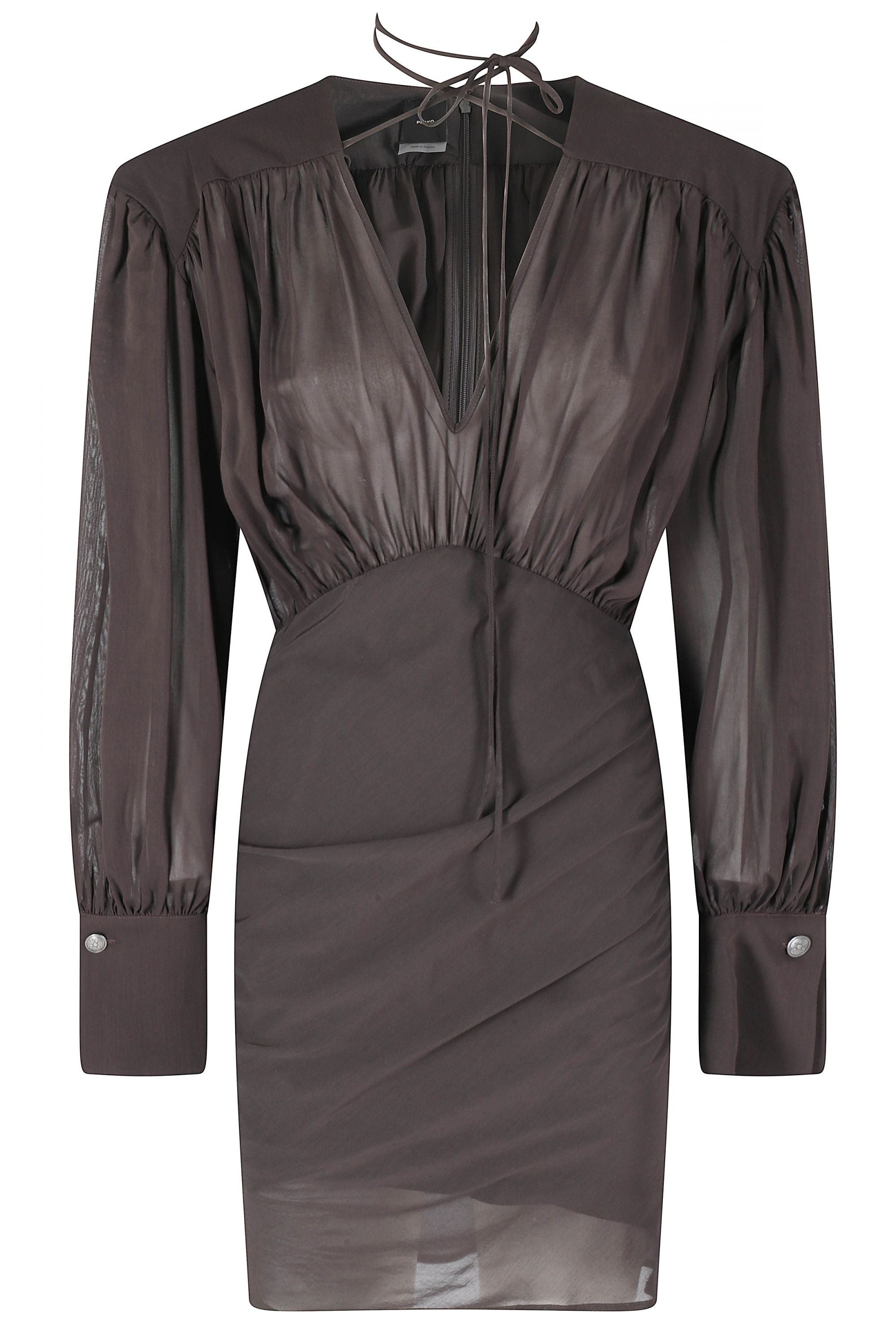 Pinko 106896 A3B2 Abito Corto Marrone Slim Viscosa