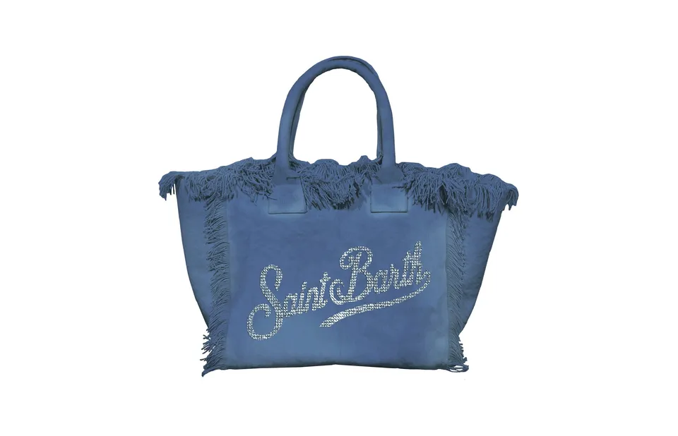 MC2 Saint Barth Vanity Mini Borsa Indaco canvas strass