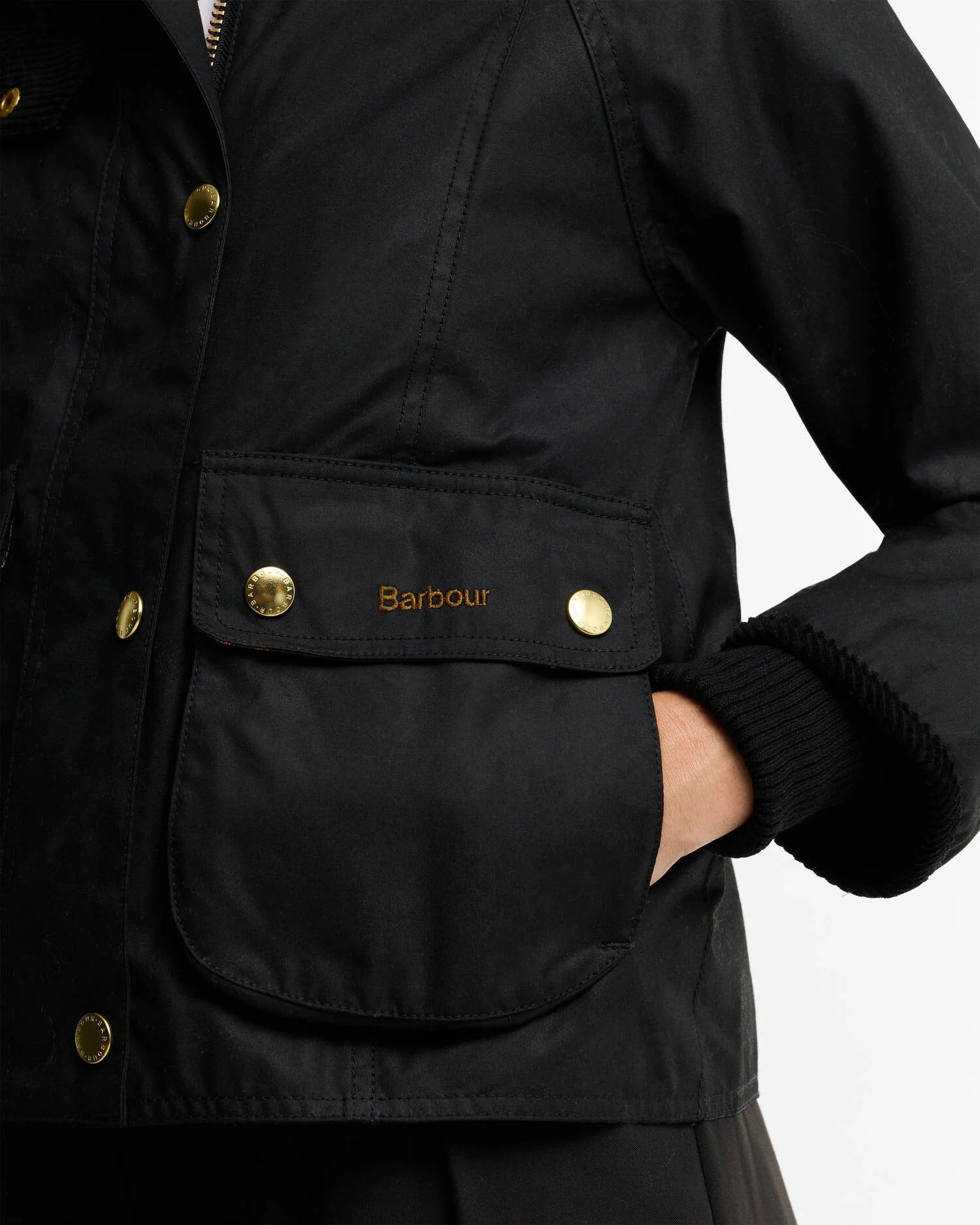 Barbour Beadnell LWX1403 giacca cerata Black Classic crop