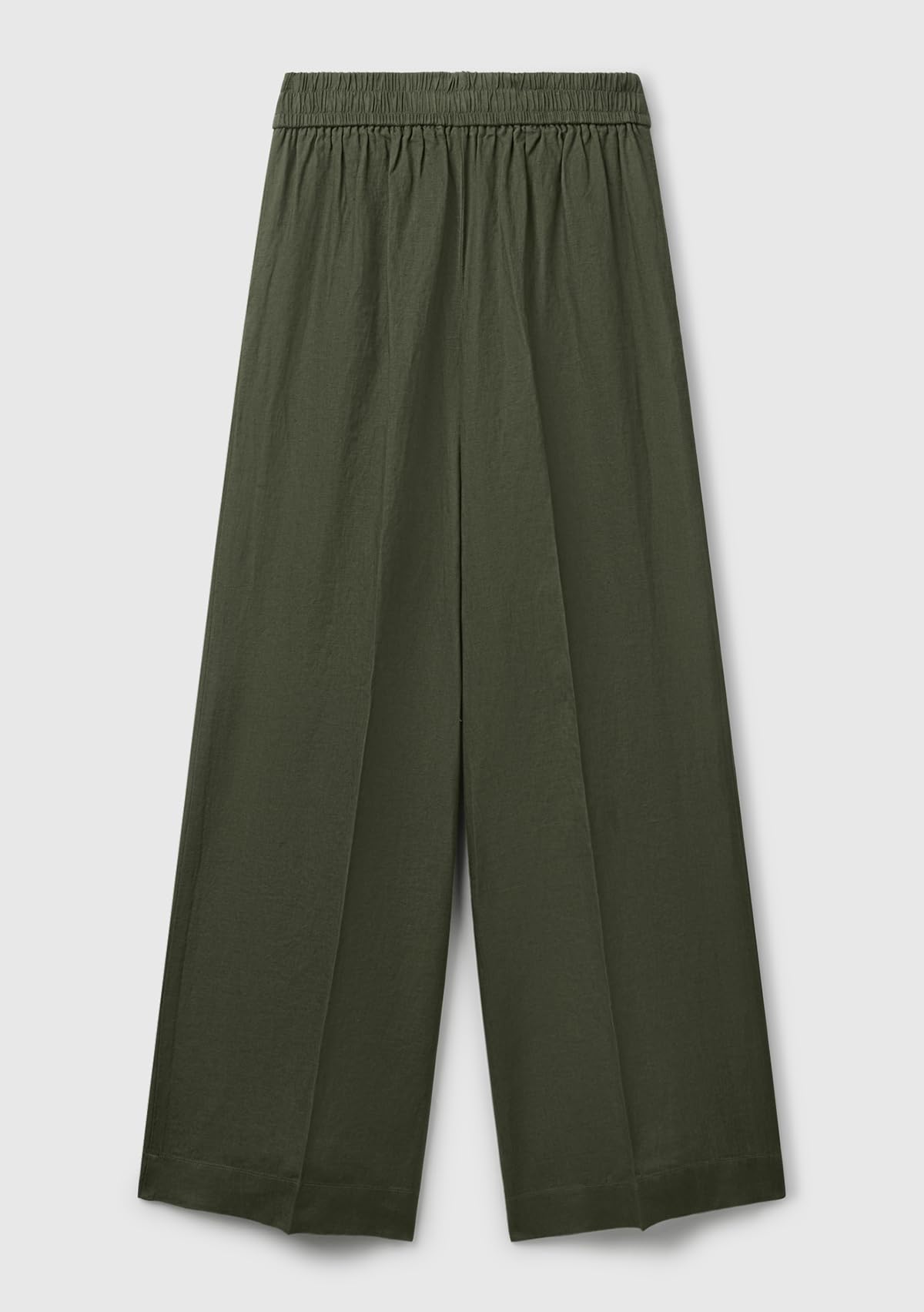 Benetton Pantaloni pantalone donna palazzo in lino con tasche