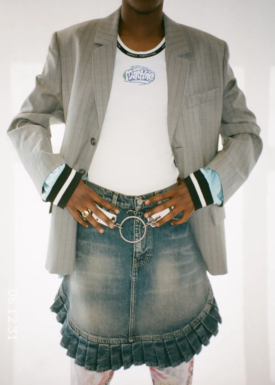 Martine Rose Denim Apron Skirt gonna blue trucker cotone