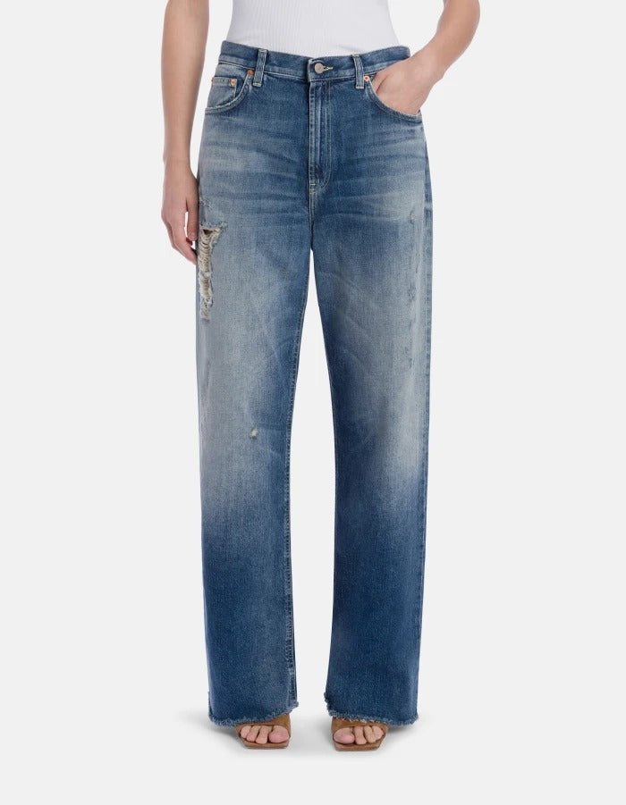Dondup Francine DP777 Jeans donna Blu wide leg