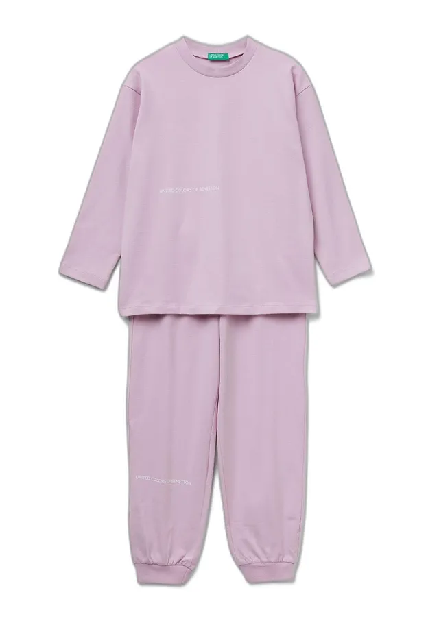 Benetton 3dke0p097 pigiama bambino blu jersey stampa M