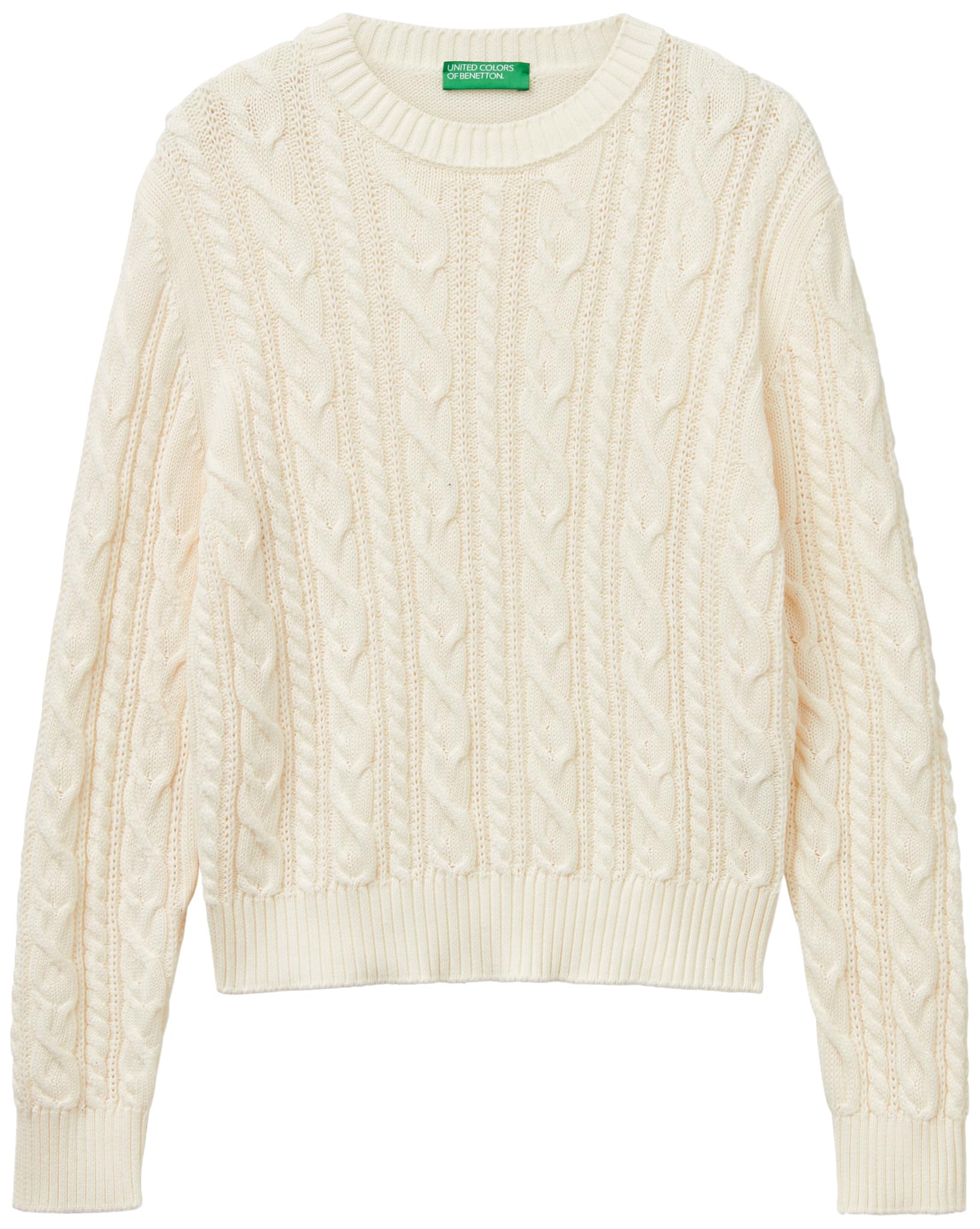 Benetton Maglieria Maglione Donna Girocollo Treccia Regular
