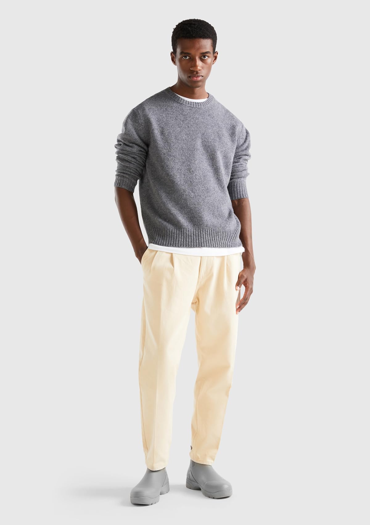 Benetton Maglione Uomo Girocollo a Righe Colorate