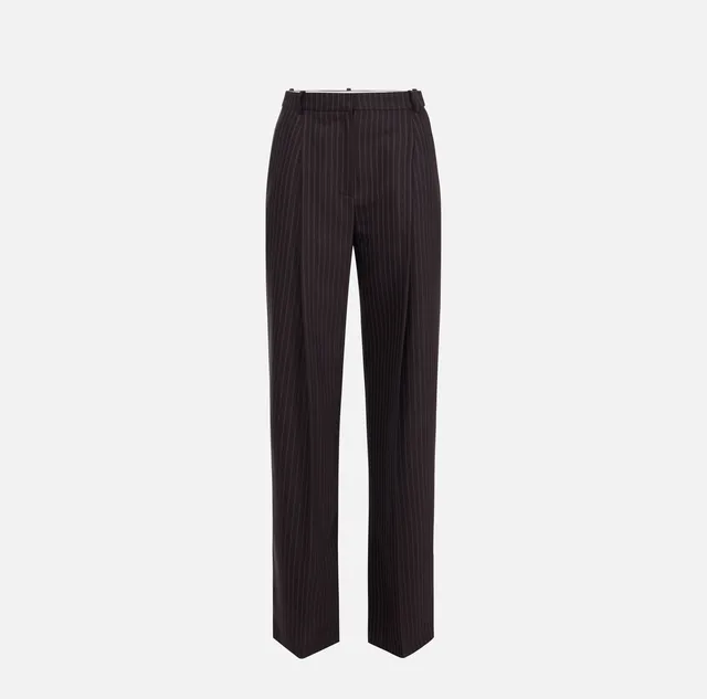 Elisabetta Franchi PA17666E2 pantalone palazzo lana gessato