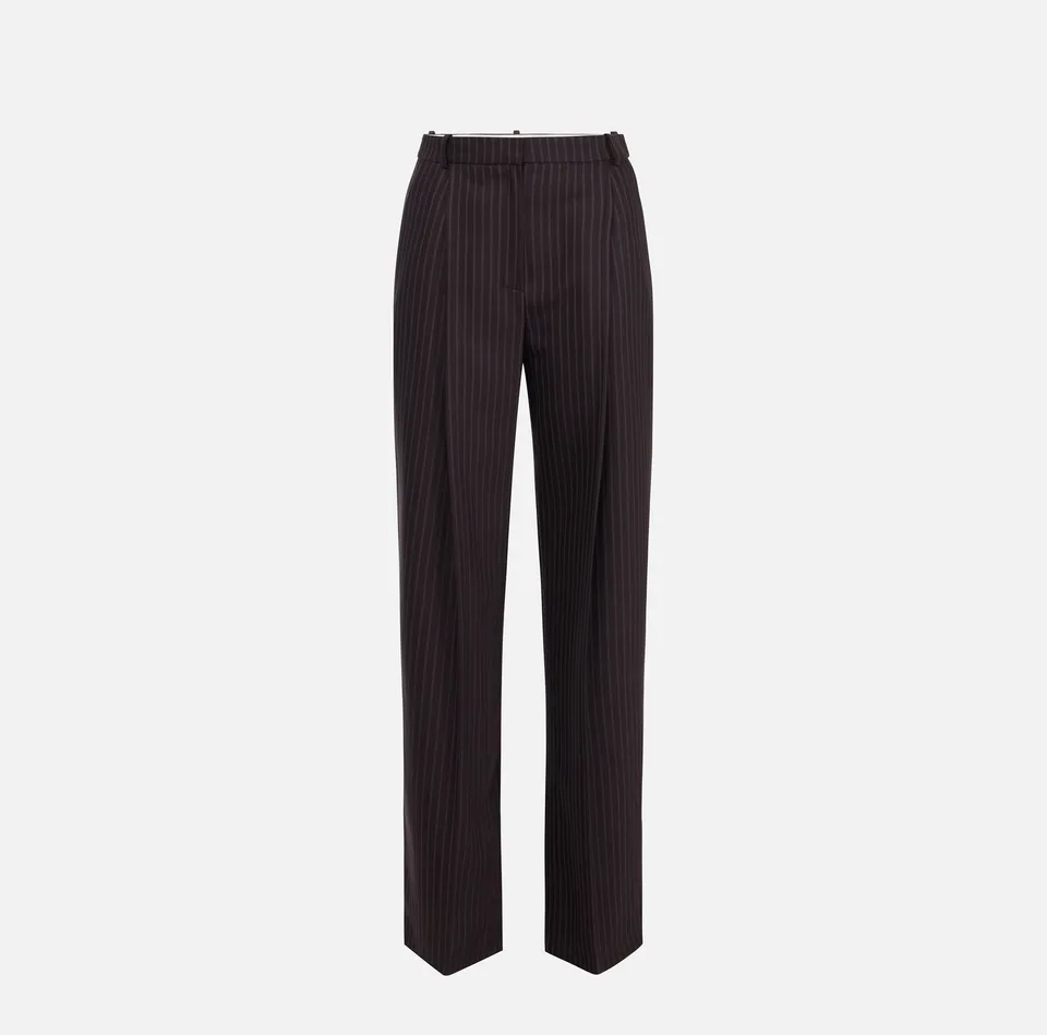 Elisabetta Franchi PA17666E2 pantalone palazzo lana gessato