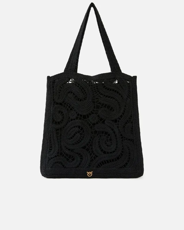 Pinko 106938 A3CE Shopper Crochet Geometrico nero