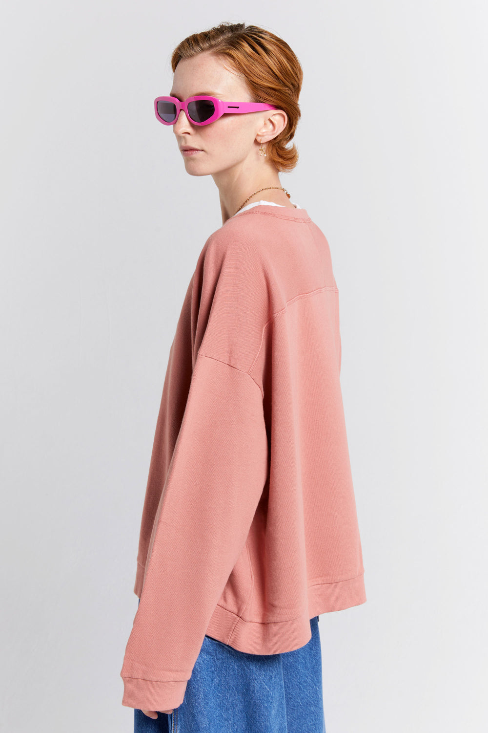 Karen Walker Tees Embroidered Runaway Girl felpa rose cotone bio