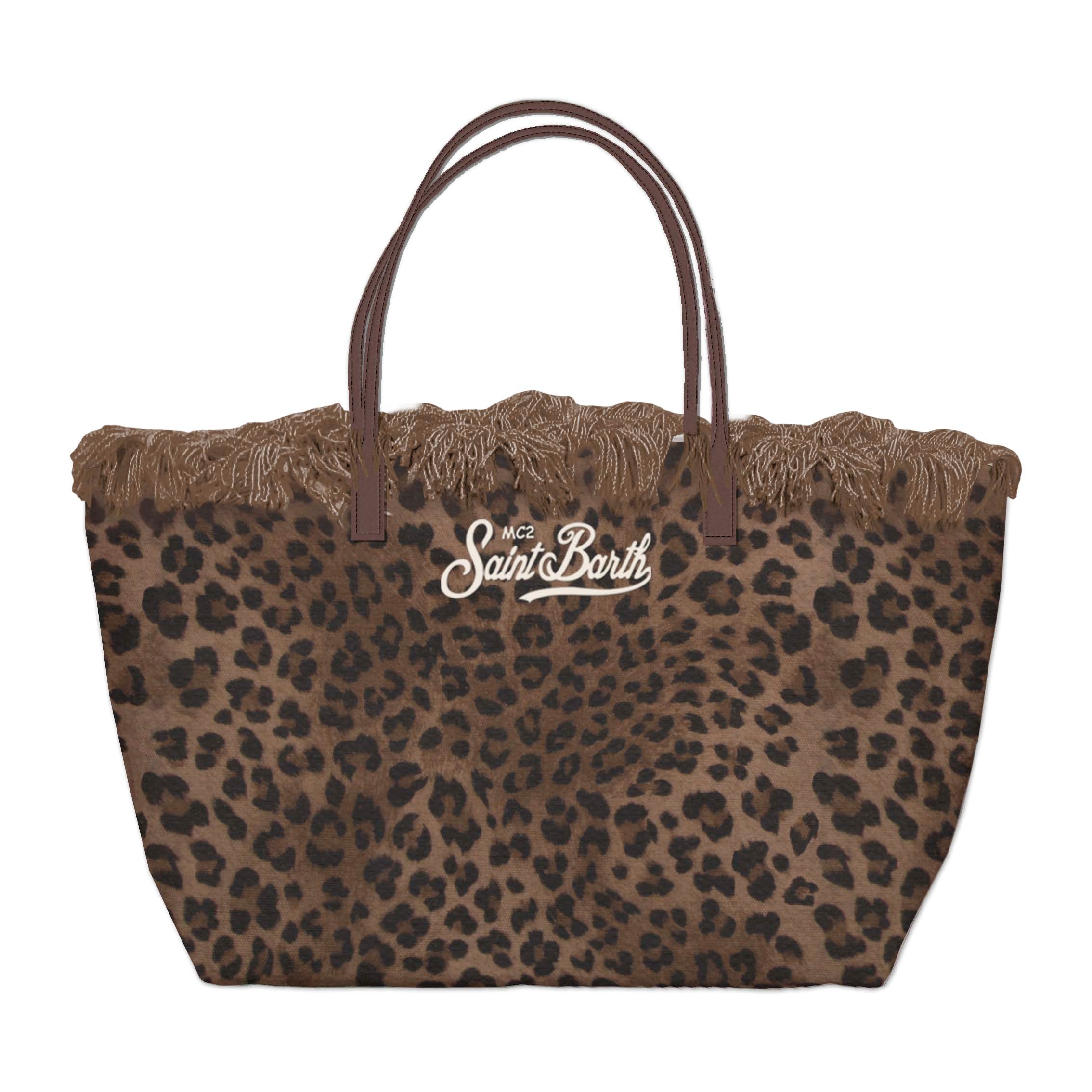 MC2 Saint Barth City Bag Fringe Mid borsa leopard marrone