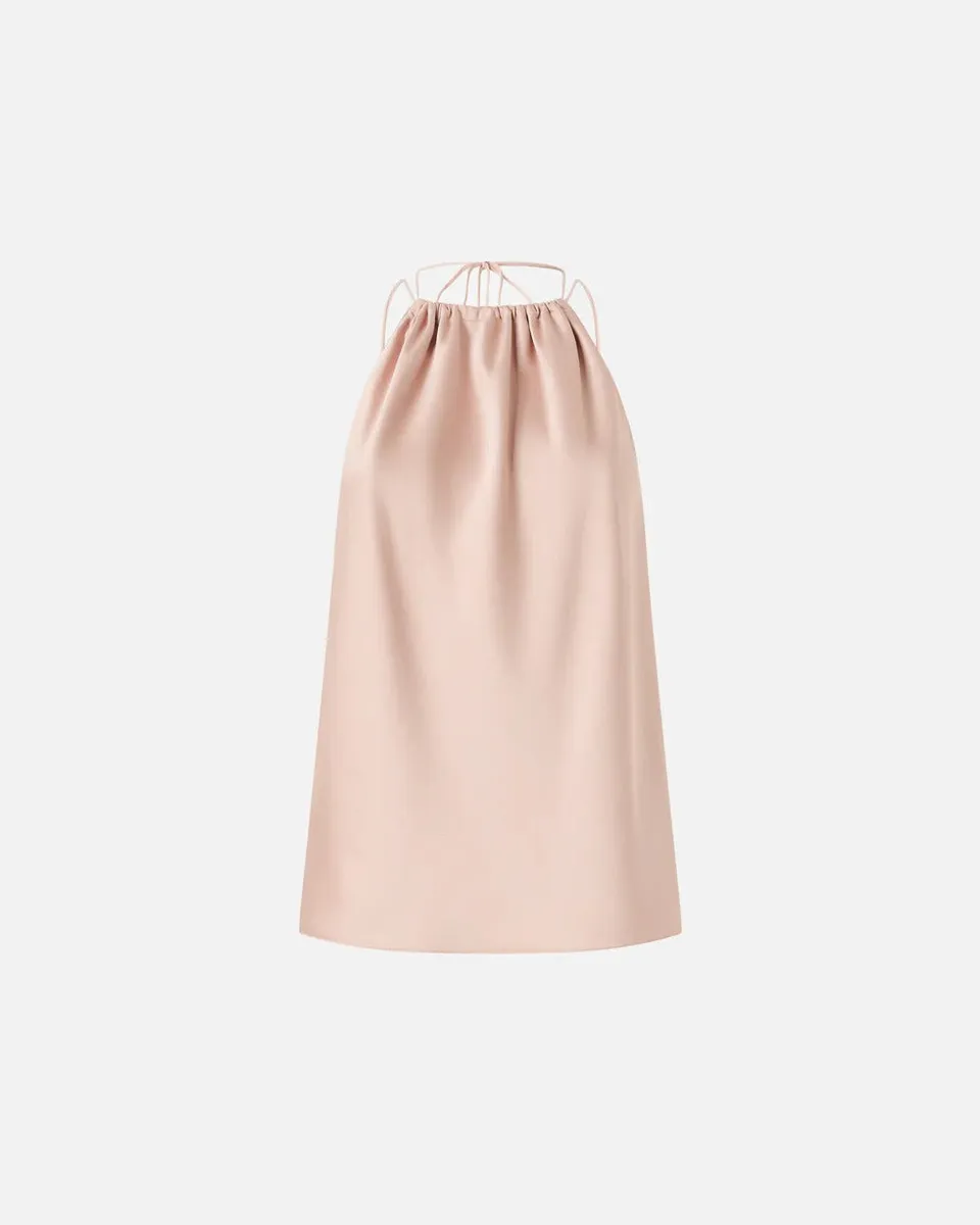 Pinko 106621 A1Y5 Top Satin Donna Rosa Beige Scollo Americana