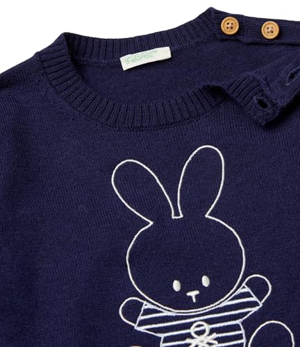 Benetton Maglione Bimbo Ricamo Coniglio Cotone Unisex