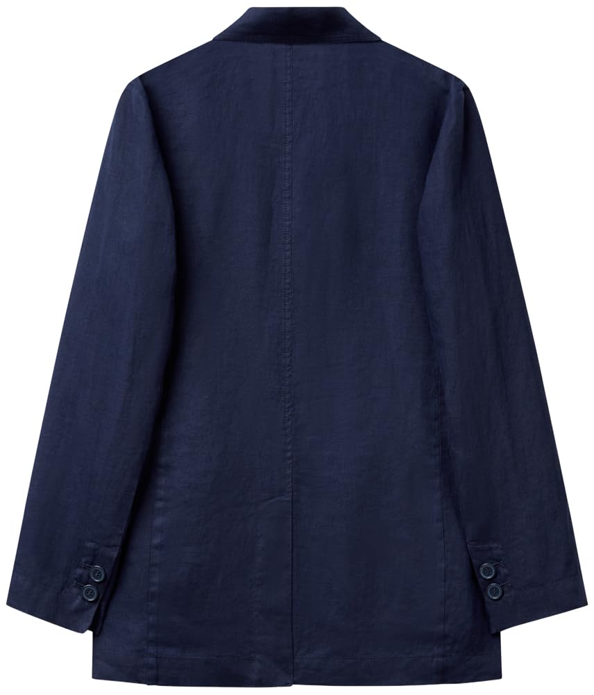 Benetton 2AGHDW00R Giacca Donna Blu in Lino Destrutturata