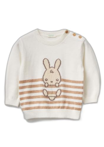 Benetton Maglieria maglione bimbo 68 bianco cotone righe