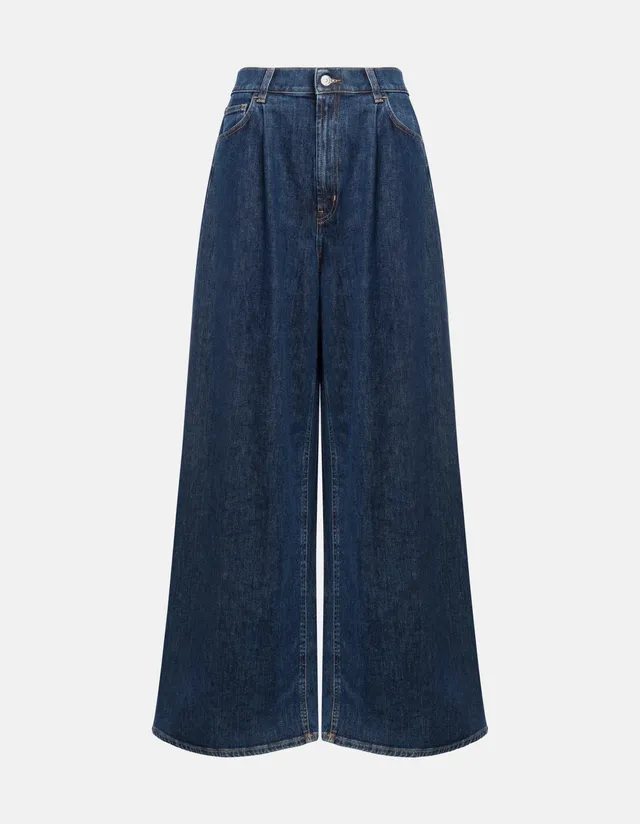 Dondup Maggie DP853 jeans wide leg blu cotone stretch