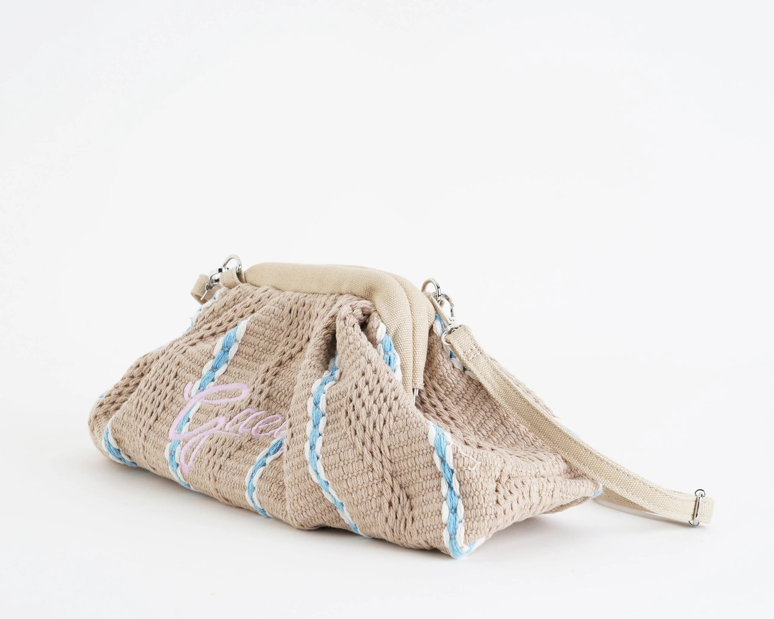 Gaelle Paris GAACW03189 Maxi Pochette Beige Rosa Logo Cotone