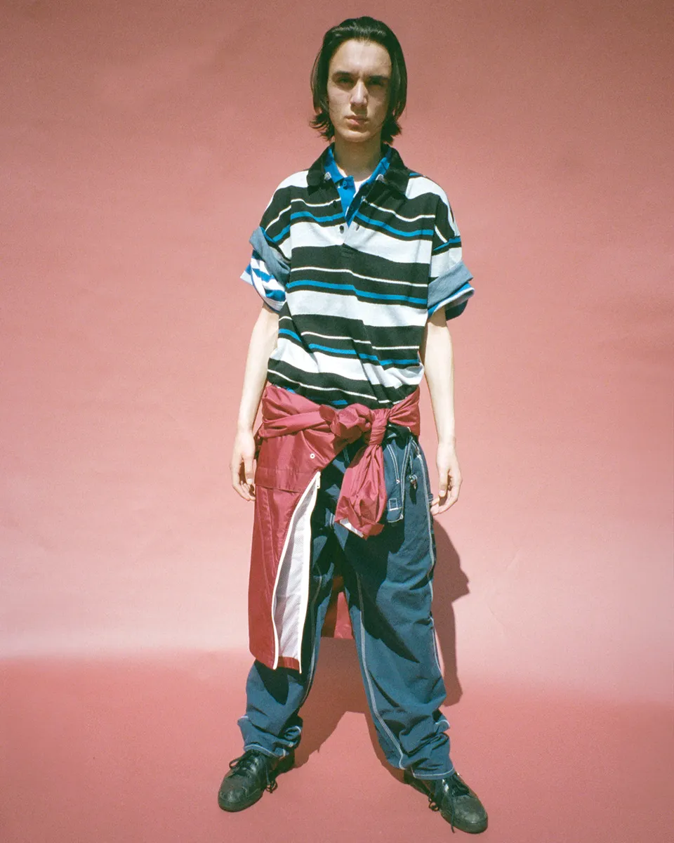Martine Rose Ego Polo grigia righe cotone