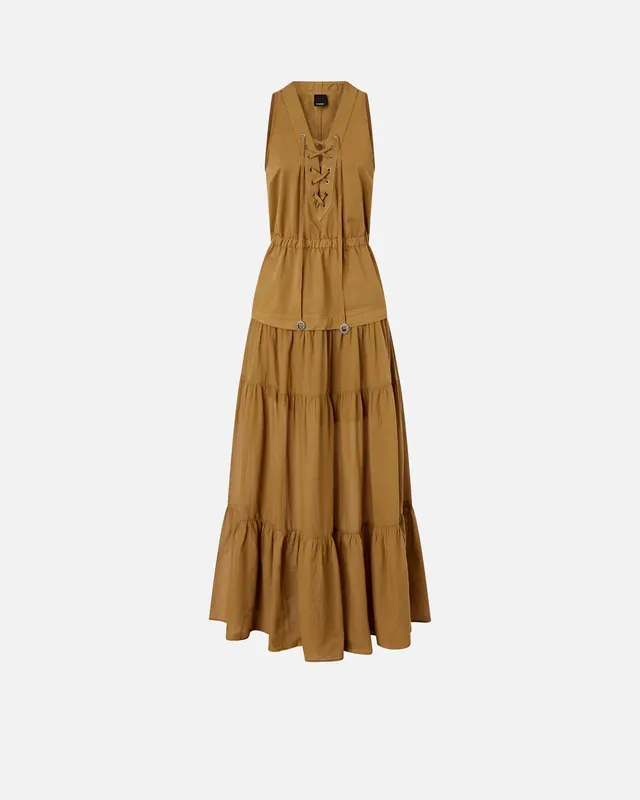 Pinko Casarsa 106822 A3AX Abito Lungo Marrone Cotone