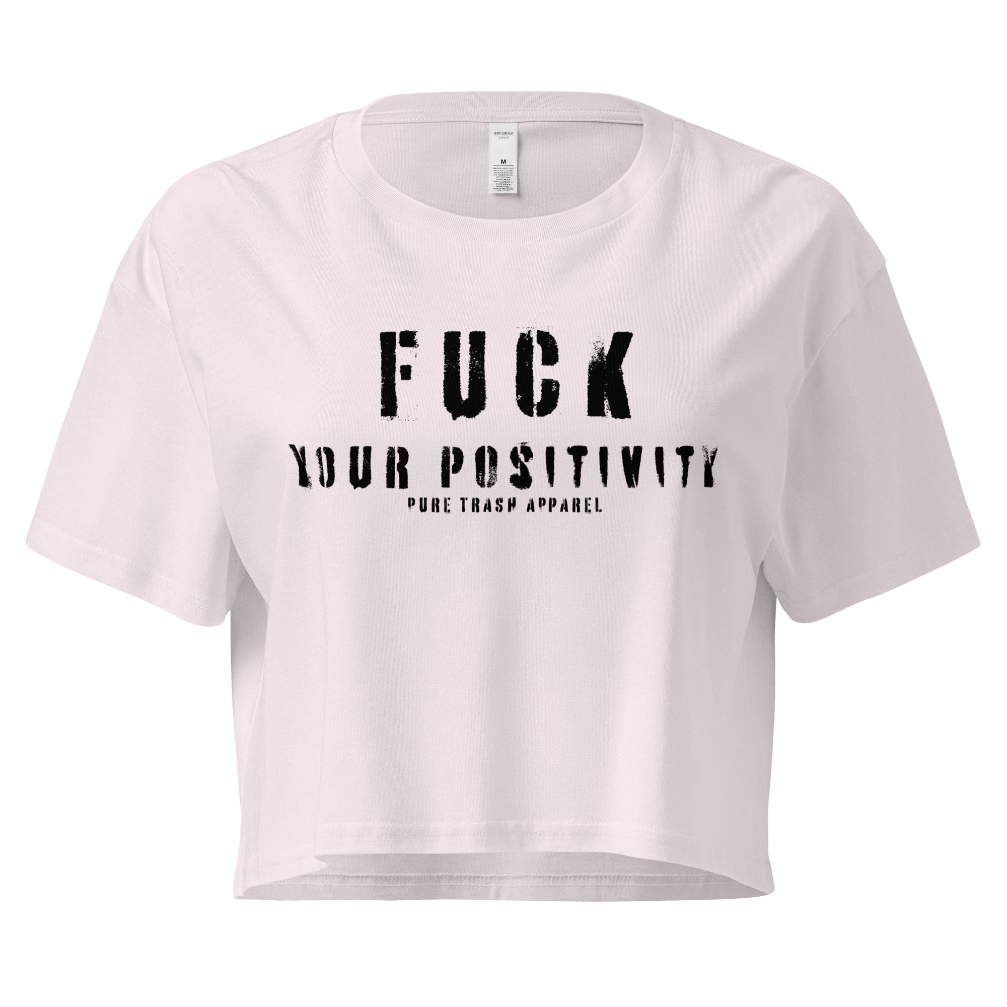 Pure Trash Womens Fuck Your Positivity top crop Black
