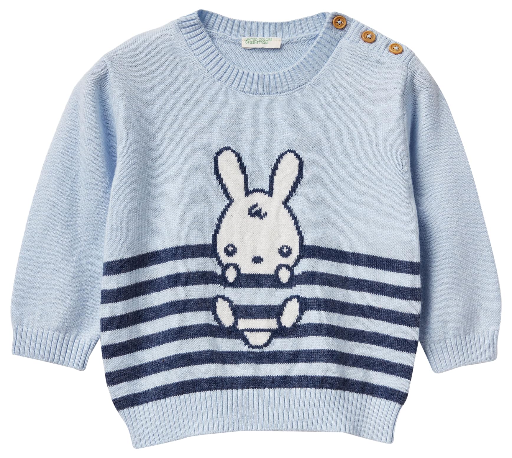 Benetton Maglieria maglione bimbo 68 bianco cotone righe