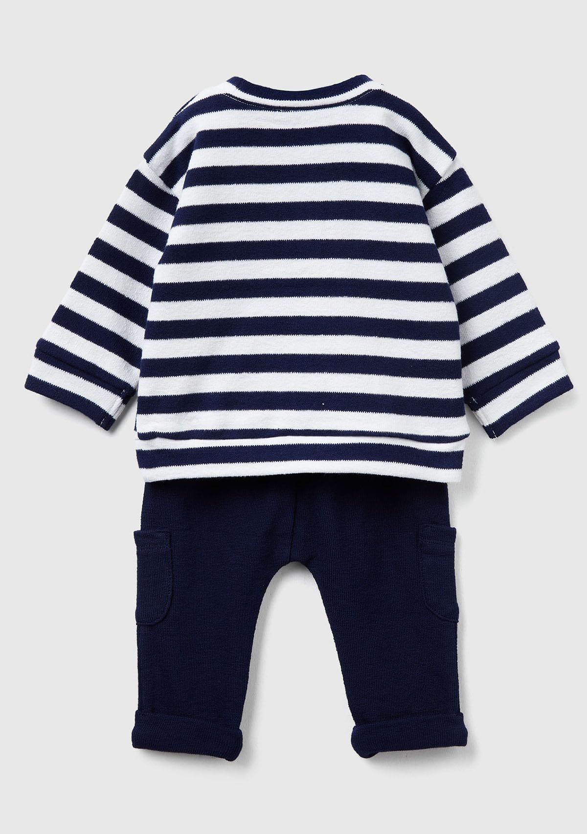 Benetton 3FQYAK01A completo bimbo felpa blu maglia righe