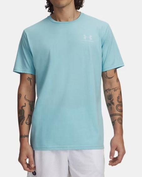Under Armour Left Chest Logo t-shirt uomo blu misto cotone