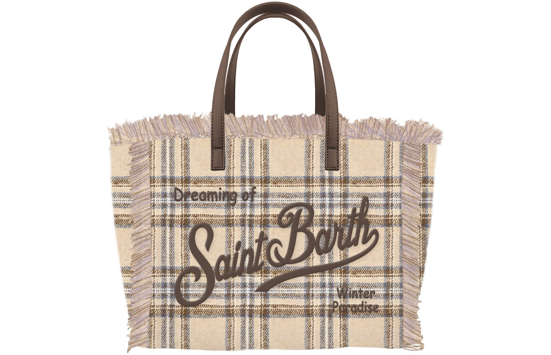 MC2 Saint Barth Vanity Mini Wool borsa tartan beige-marrone