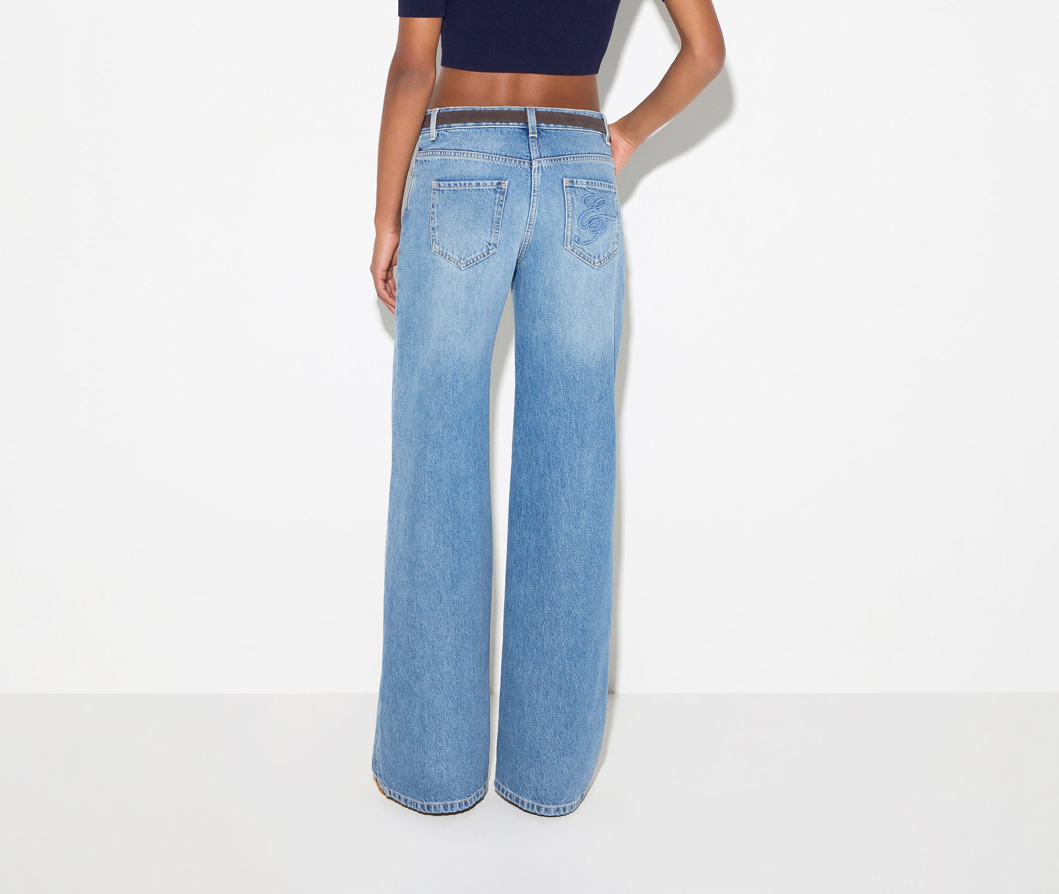 Elisabetta Franchi PJ20N66E2 jeans palazzo donna blue vintage