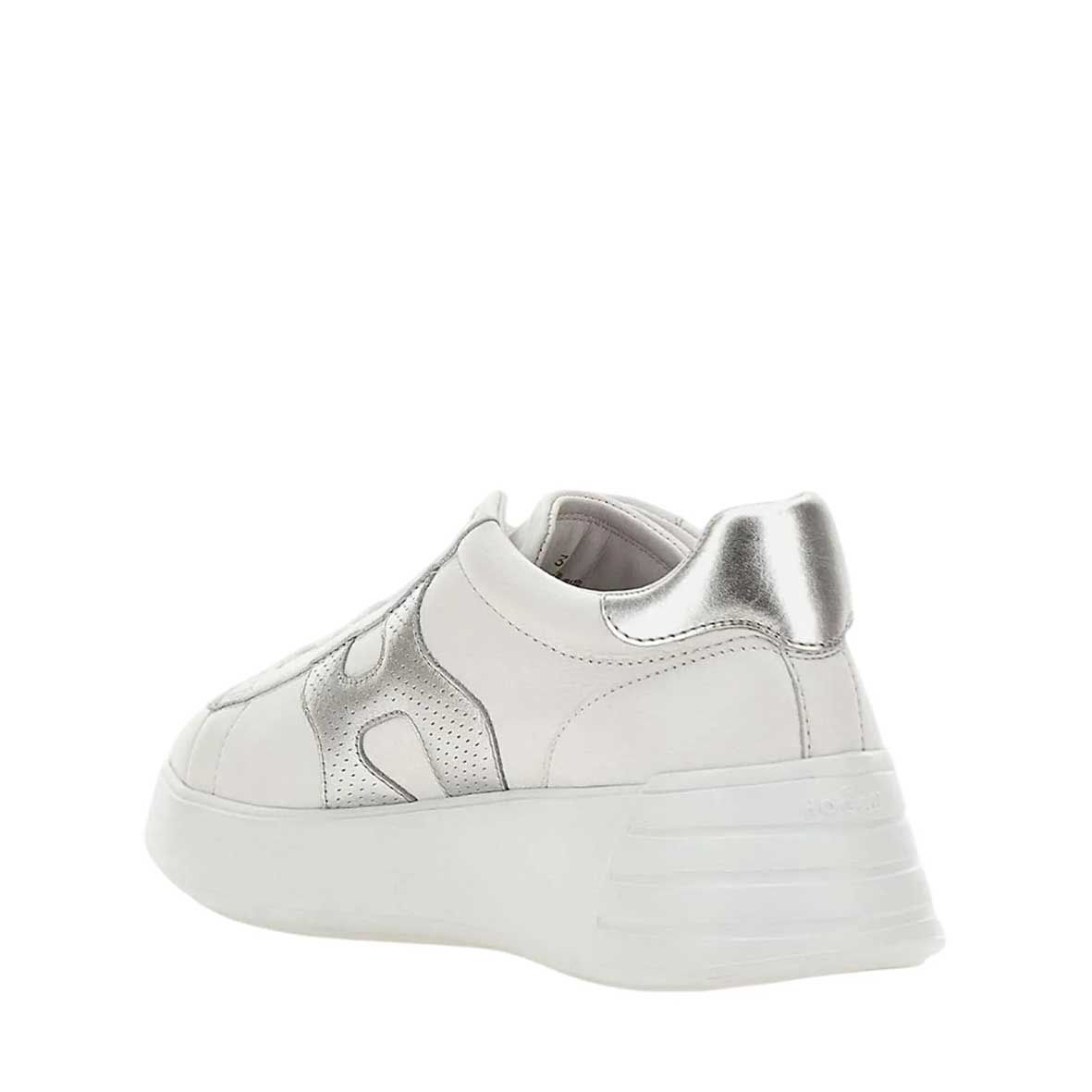Hogan Rebel H562 Sneakers Donna Bianco Argento nappa