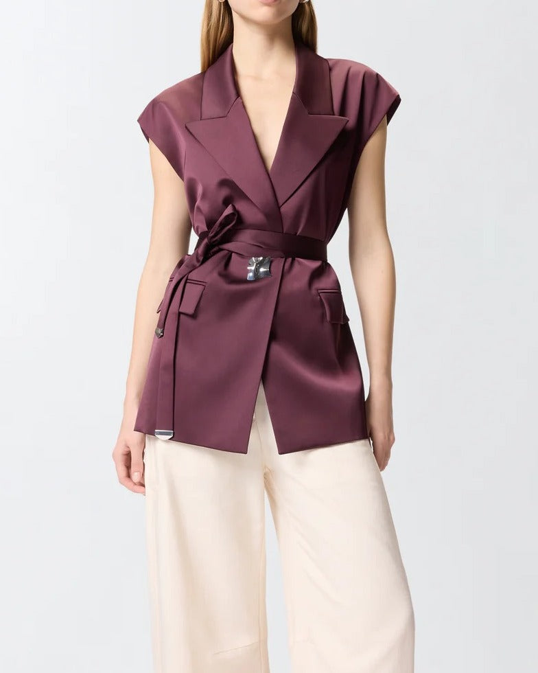 Pinko 106585 A1Y5 Giacca Donna Bordeaux Satin Smanicata