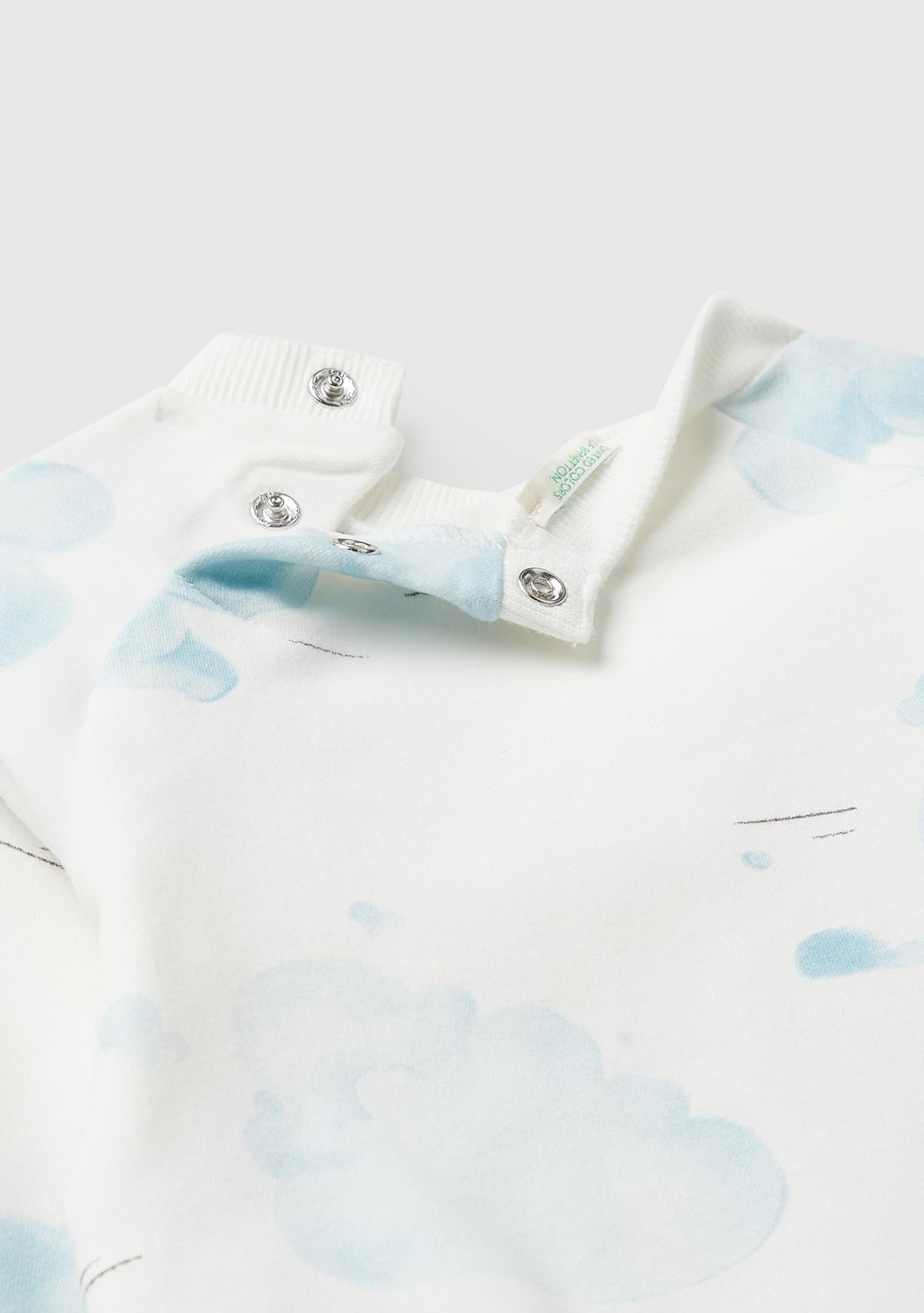 Benetton Bimbo Tuta Felpa Bianco 2 Pezzi Ricamo Orecchie