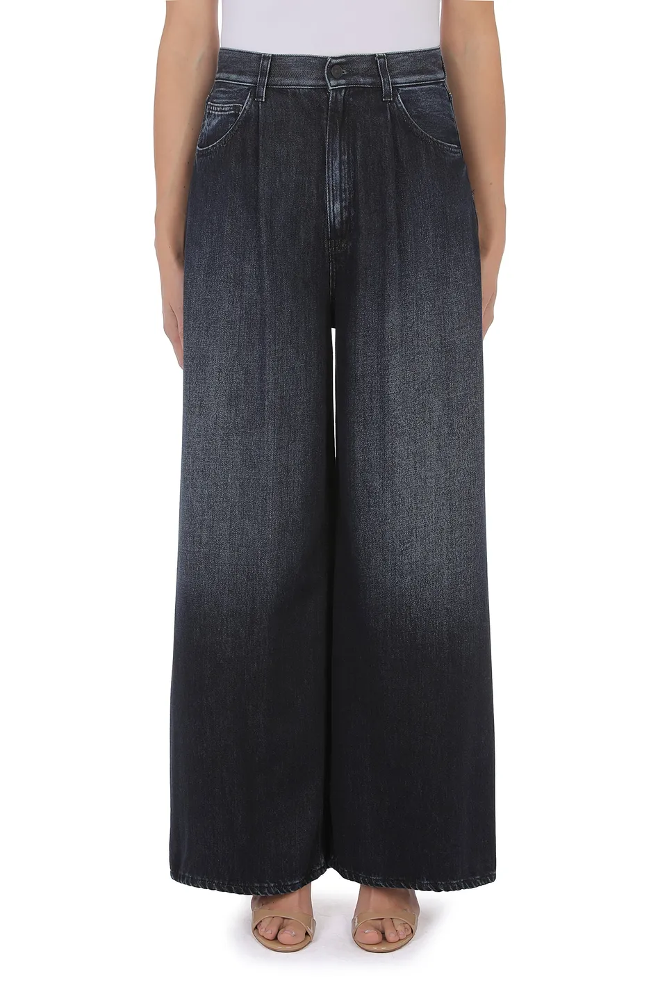 Dondup Maggie DP853 Jeans Donna Blu Wide Leg Denim