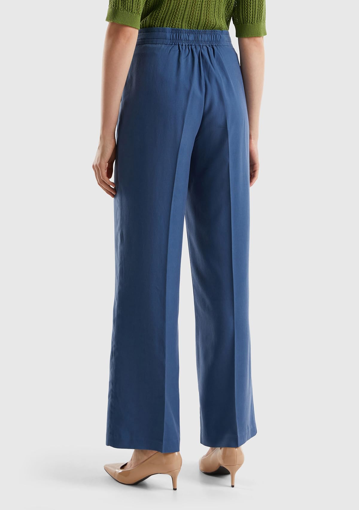 Benetton Pantaloni 4t91df02s Palazzo Donna Blu lyocell regular