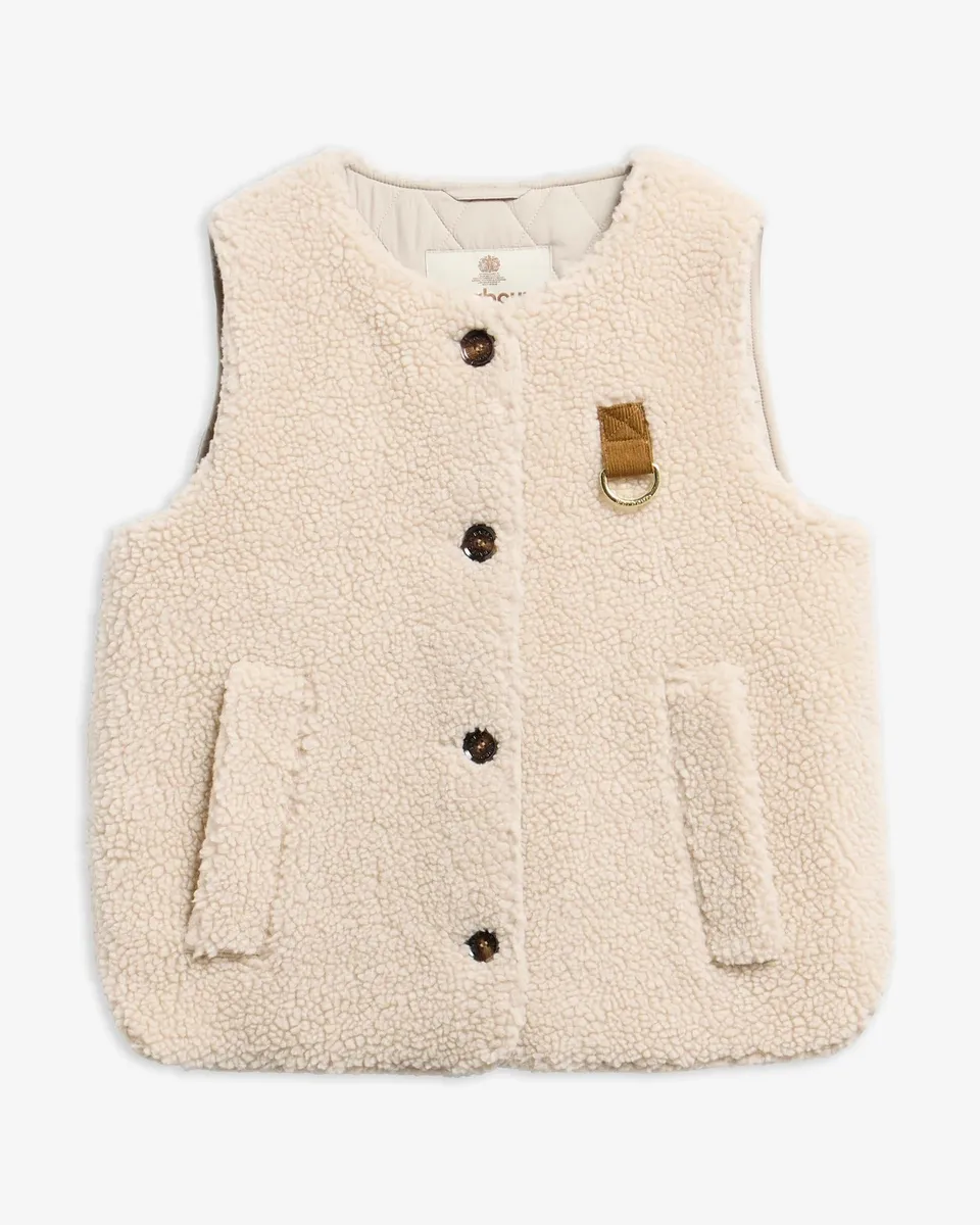 Barbour Bowes LGI0228 gilet donna ecru pile teddy